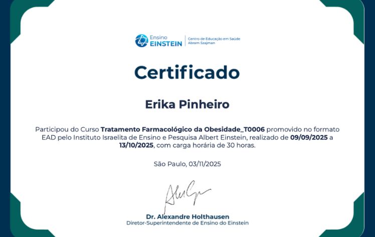 Certificado de Tratamento Farmacológico da Obesidade